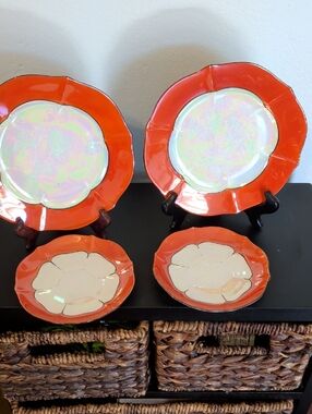 Czechoslovakian 2 Tea Cup Saucers And Plates.